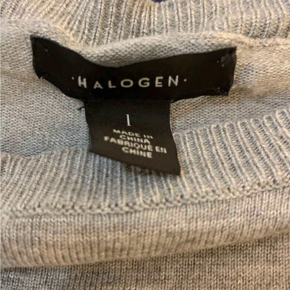 Halogen Gray Sweater With Silver Sequin Sleeves - image 4